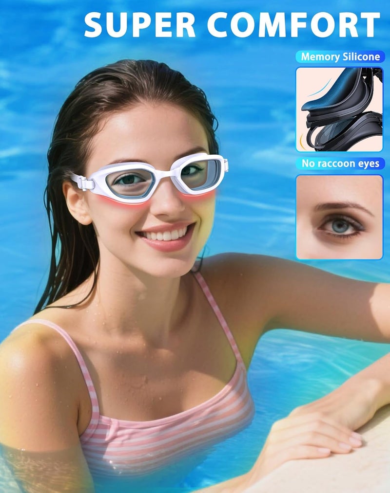 Vegemono Swim Goggles, Unisex Adult Swimming Goggles Anti Fog Anti UV No Leakage Wide View for Men Women Youth - Image 4